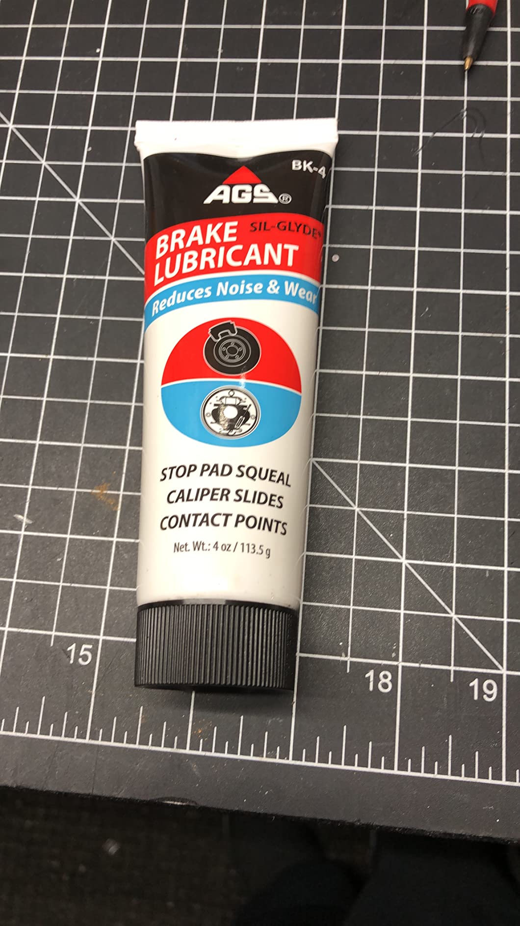 AGS SIL-Glyde 4 oz Tube Silicone Based Brake Assembly Lubricant for Eliminating Disc Brake Squeal - Moisture Proof, Heat Resistant, Rust and Corrosion Protector customer photo 2
