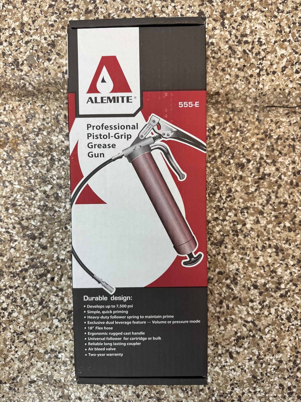 Alemite 555-E Professional Series Grease Gun, Dual Leverage Feature, 18