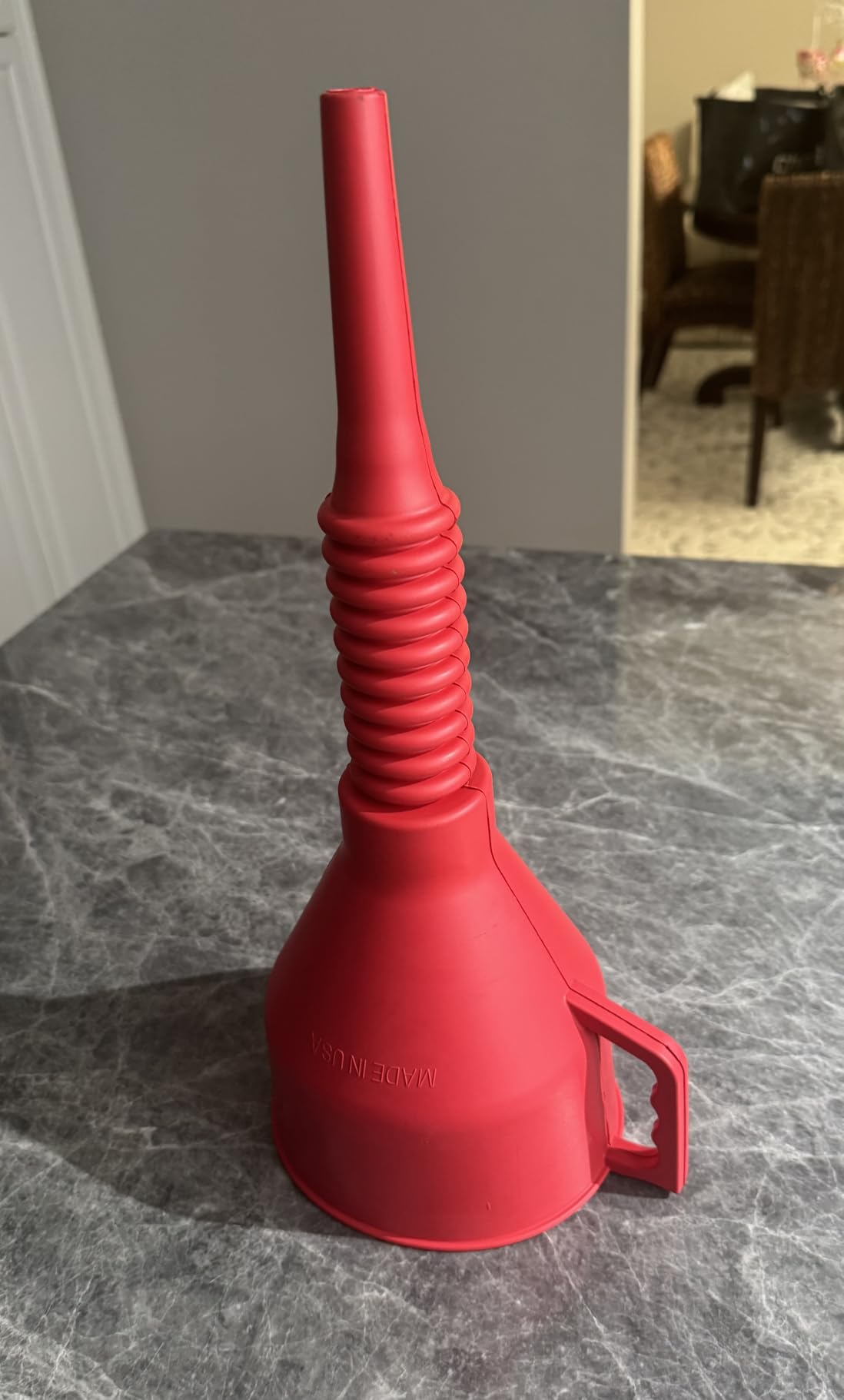 TEC Products FlexAll Long Flexible Oil Change Funnels for Automotive Use | Automotive Oil Funnel with Hose, Durable Nitrile Rubber Funnel for Car Oil, Diesel, Fuel, Made in USA, Red (16 x 5 Inches) customer photo 2